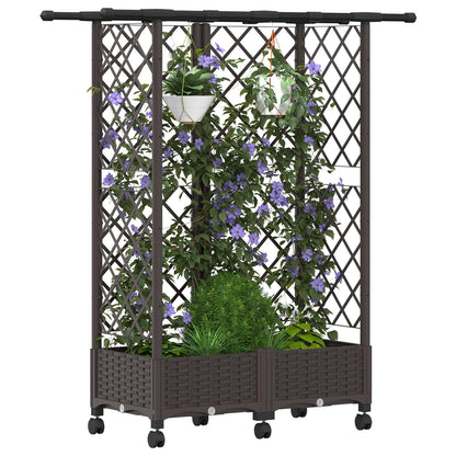 Raised Bed with Trellis and Roof Brown 124 x 40 x 127 cm PP