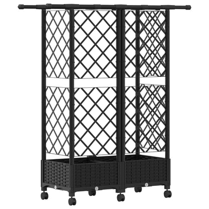 Raised Bed with Trellis and Roof Black 124 x 40 x 127 cm PP