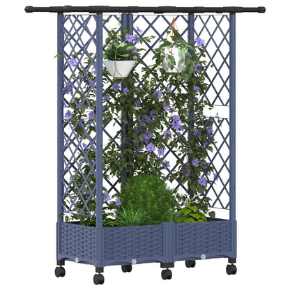 Raised Bed with Trellis and Roof Grey 124 x 40 x 127 cm PP