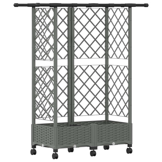 Raised Bed with Trellis and Roof Light Grey 124 x 40 x 127 cm