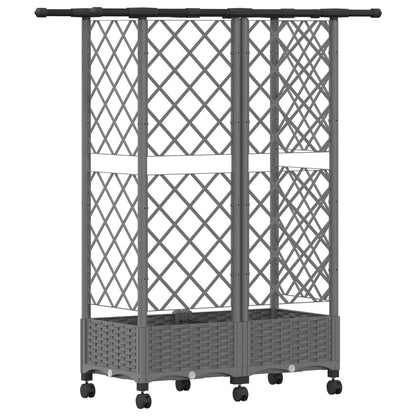 Raised Bed with Trellis and Roof Light Grey 124 x 40 x 127 cm