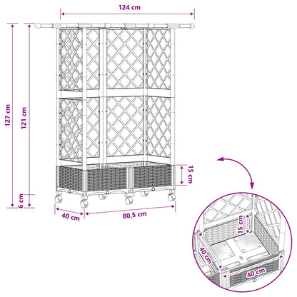 Raised Bed with Trellis and Roof Light Grey 124 x 40 x 127 cm