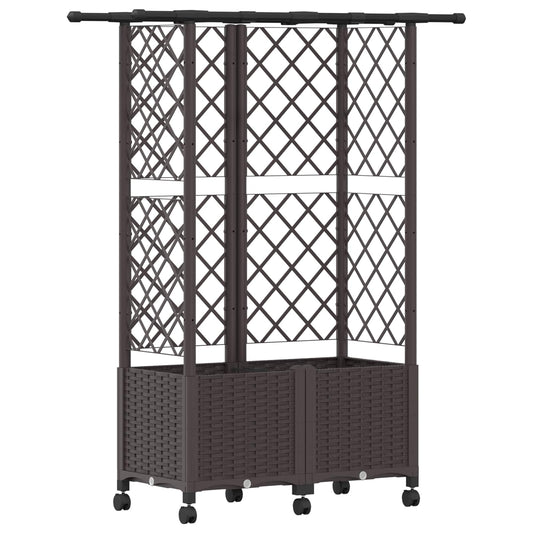 Raised Bed with Trellis and Roof Brown 124 x 40 x 142 cm PP