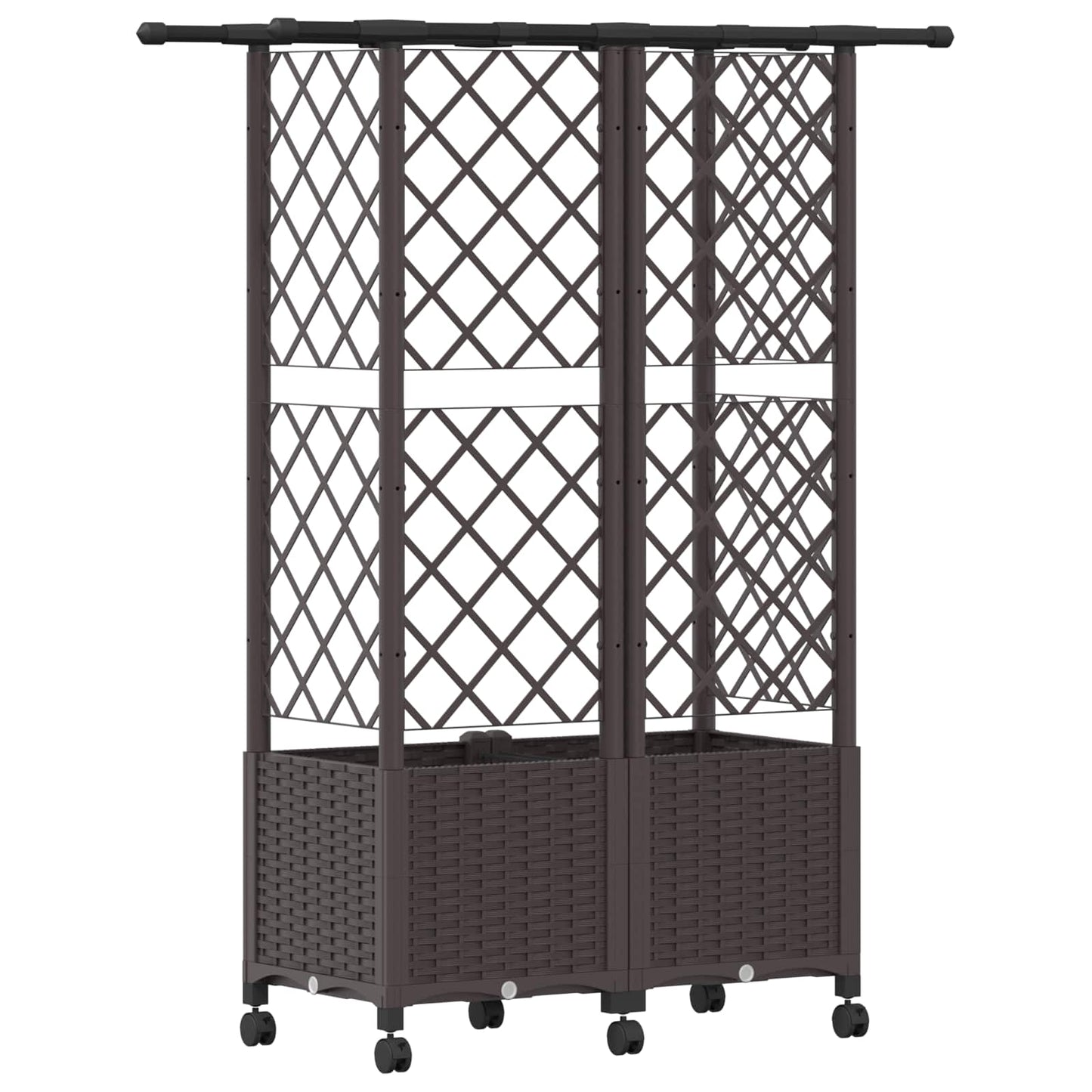 Raised Bed with Trellis and Roof Brown 124 x 40 x 142 cm PP