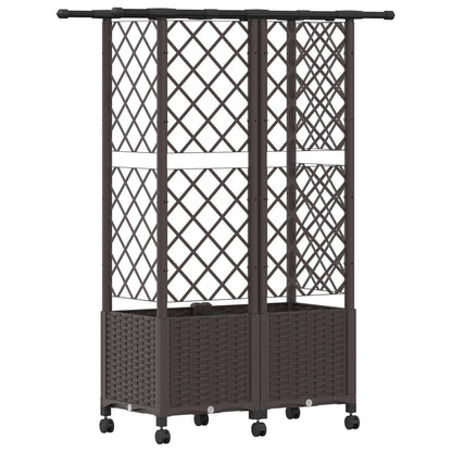 Raised Bed with Trellis and Roof Brown 124 x 40 x 142 cm PP