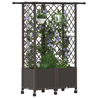 Raised Bed with Trellis and Roof Brown 124 x 40 x 142 cm PP