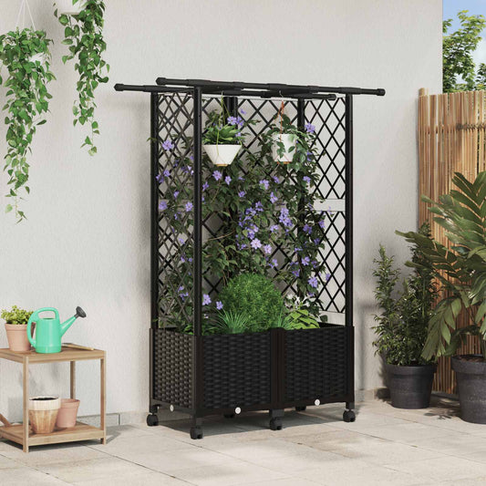 Raised Bed with Trellis and Roof Black 124 x 40 x 142 cm PP