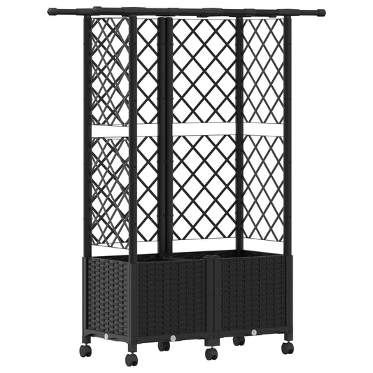 Raised Bed with Trellis and Roof Black 124 x 40 x 142 cm PP