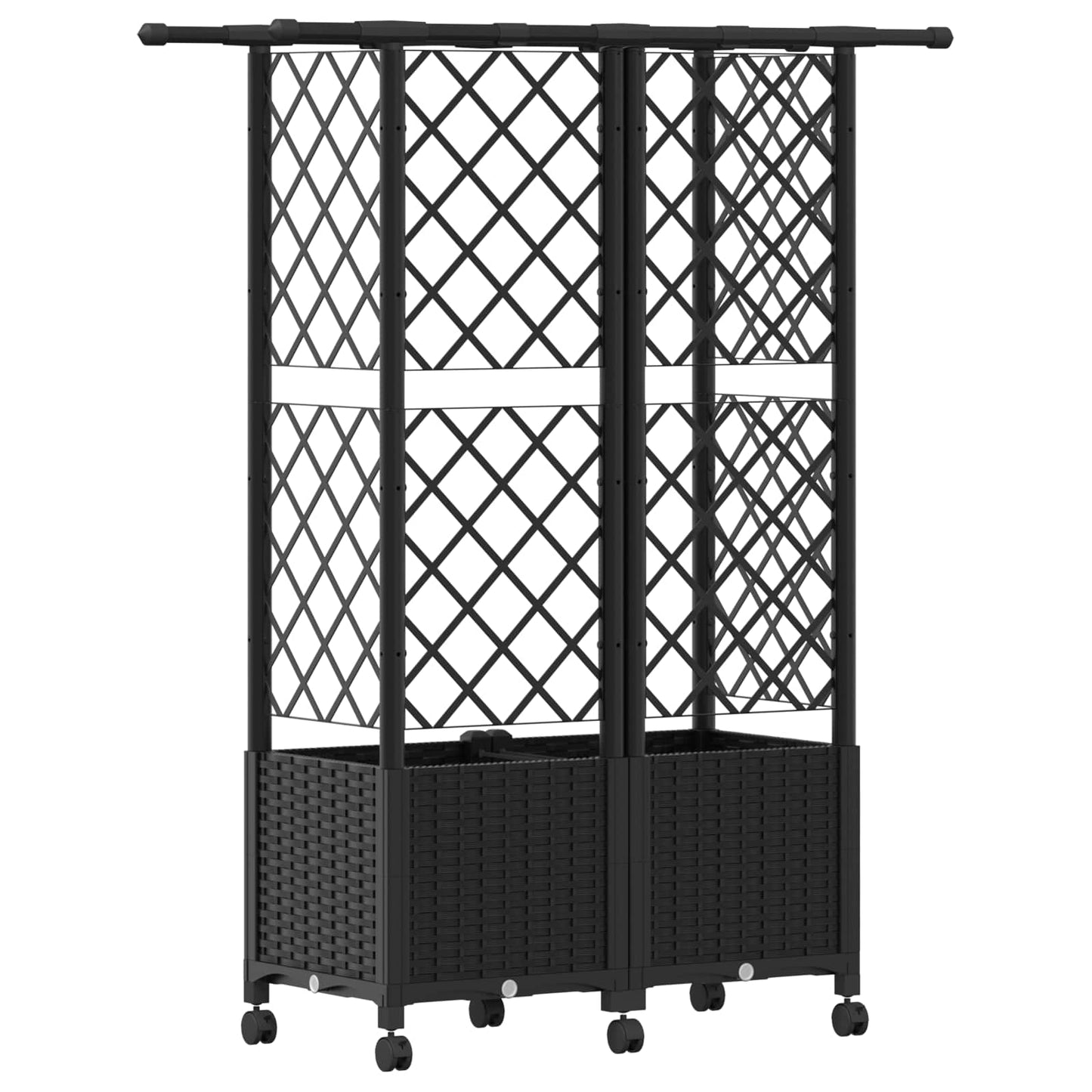 Raised Bed with Trellis and Roof Black 124 x 40 x 142 cm PP