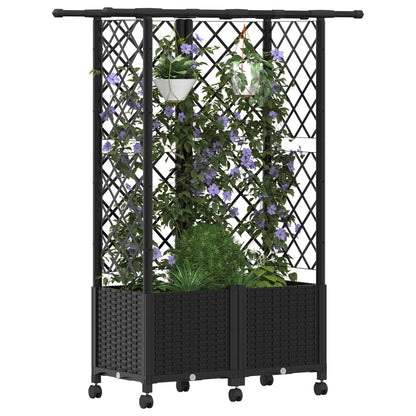 Raised Bed with Trellis and Roof Black 124 x 40 x 142 cm PP