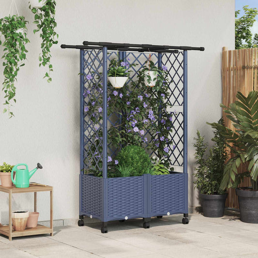 Raised Bed with Trellis and Roof Grey 124 x 40 x 142 cm PP