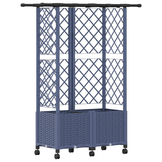 Raised Bed with Trellis and Roof Grey 124 x 40 x 142 cm PP