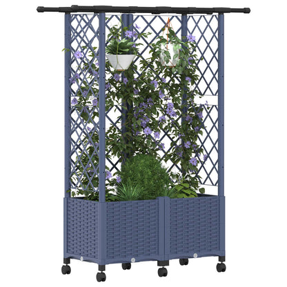 Raised Bed with Trellis and Roof Grey 124 x 40 x 142 cm PP
