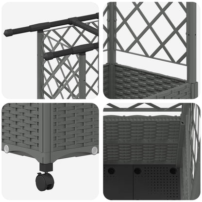 Raised Bed with Trellis and Roof Light Grey 124 x 40 x 142 cm