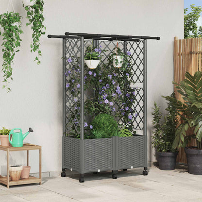 Raised Bed with Trellis and Roof Light Grey 124 x 40 x 142 cm