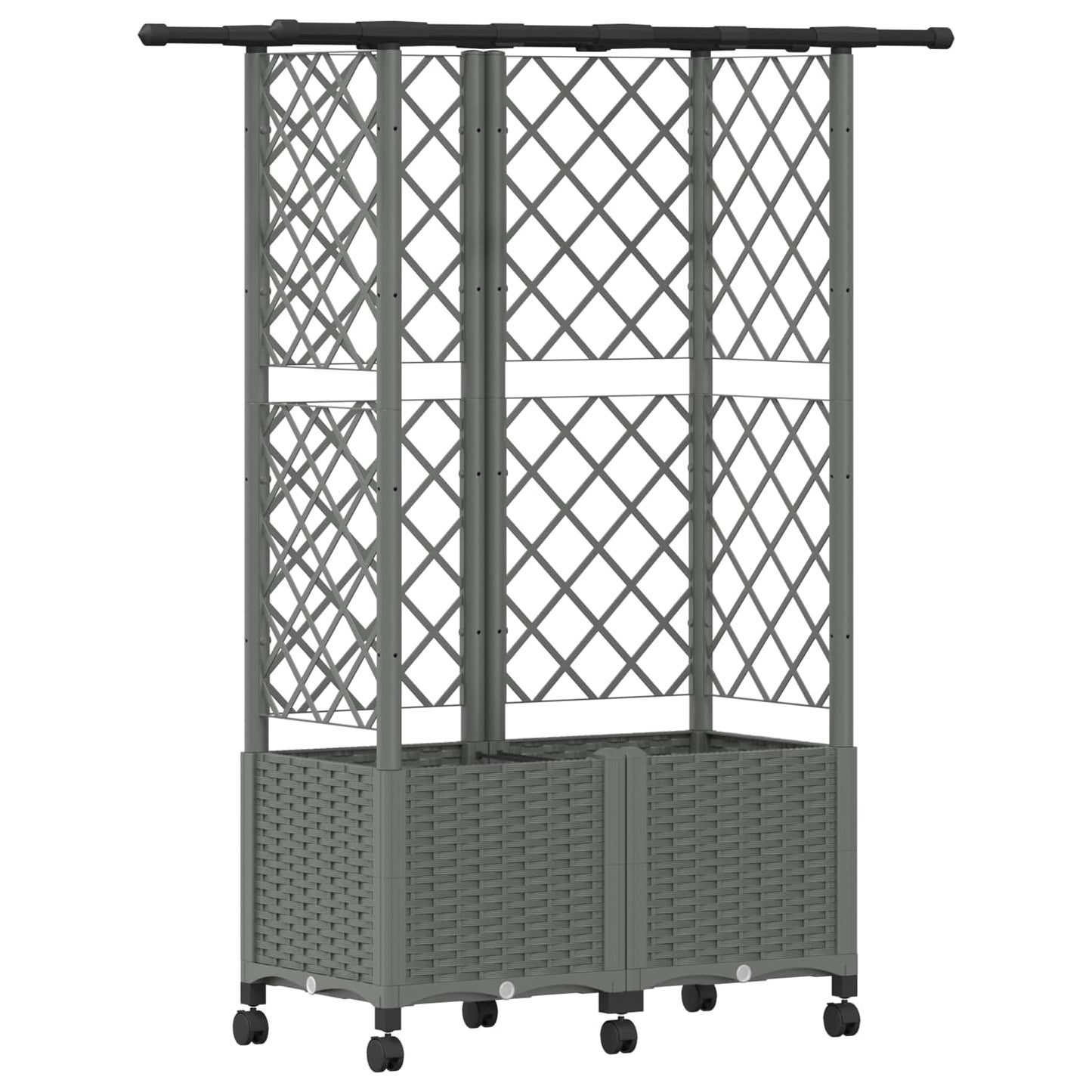Raised Bed with Trellis and Roof Light Grey 124 x 40 x 142 cm