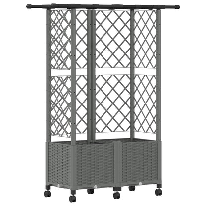 Raised Bed with Trellis and Roof Light Grey 124 x 40 x 142 cm