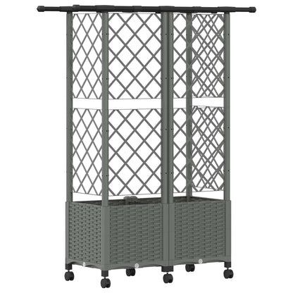 Raised Bed with Trellis and Roof Light Grey 124 x 40 x 142 cm