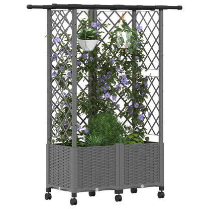 Raised Bed with Trellis and Roof Light Grey 124 x 40 x 142 cm