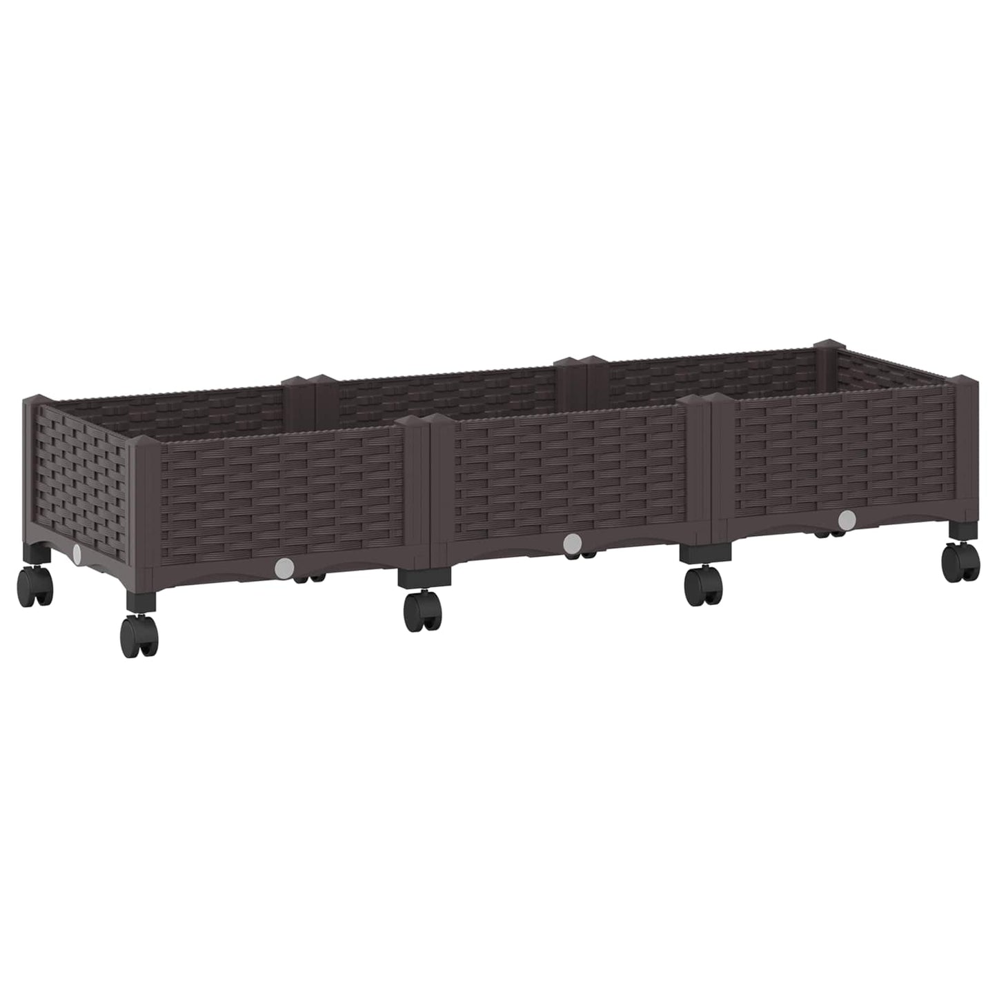 Garden Planter with Wheels Brown 120 x 40 x 29 cm PP