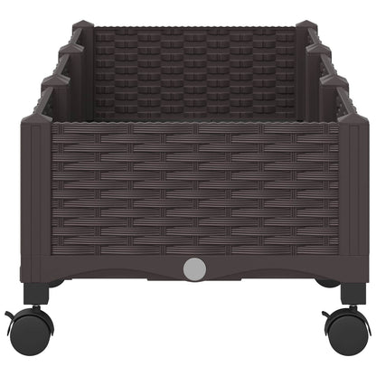 Garden Planter with Wheels Brown 120 x 40 x 29 cm PP