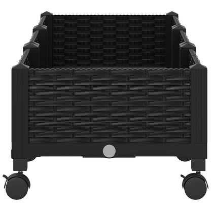 Garden Planter with Wheels Black 120 x 40 x 29 cm PP