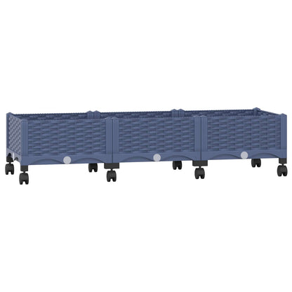 Garden Planter with Wheels Blue Grey 120 x 40 x 33 cm PP