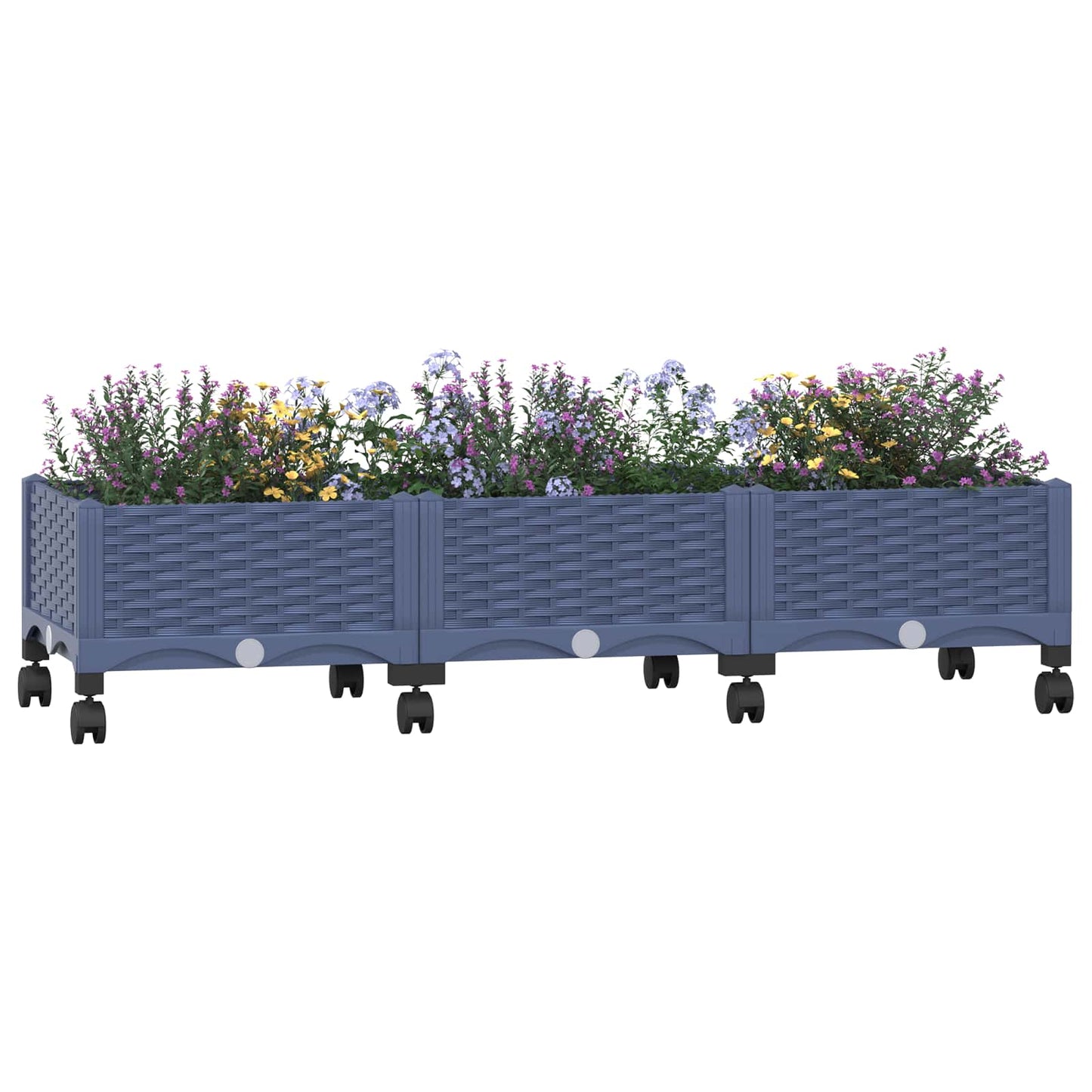 Garden Planter with Wheels Blue Grey 120 x 40 x 33 cm PP