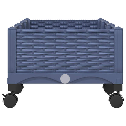 Garden Planter with Wheels Blue Grey 120 x 40 x 33 cm PP