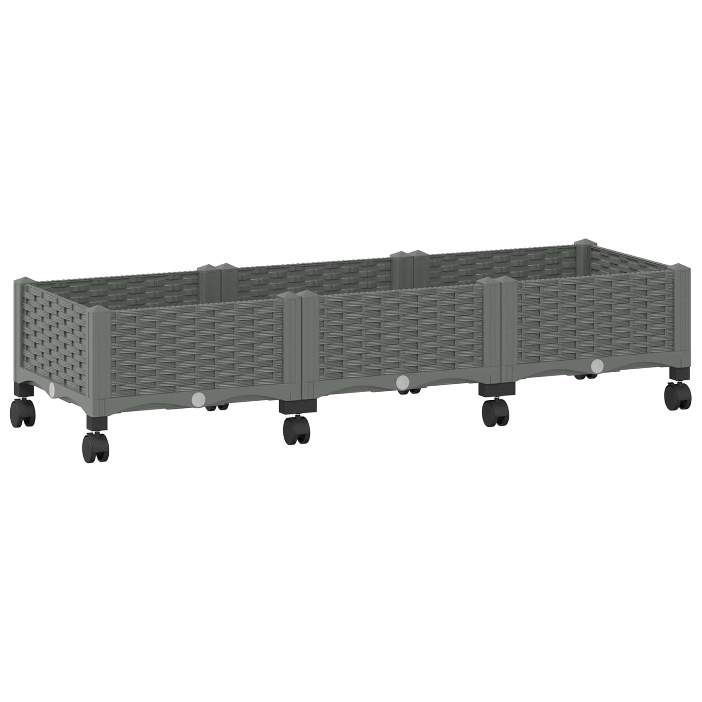 Garden Planter with Wheels Light Grey 120 x 40 x 33 cm PP