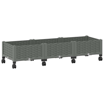 Garden Planter with Wheels Light Grey 120 x 40 x 33 cm PP