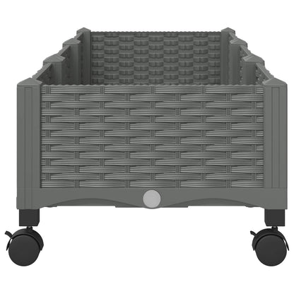 Garden Planter with Wheels Light Grey 120 x 40 x 33 cm PP