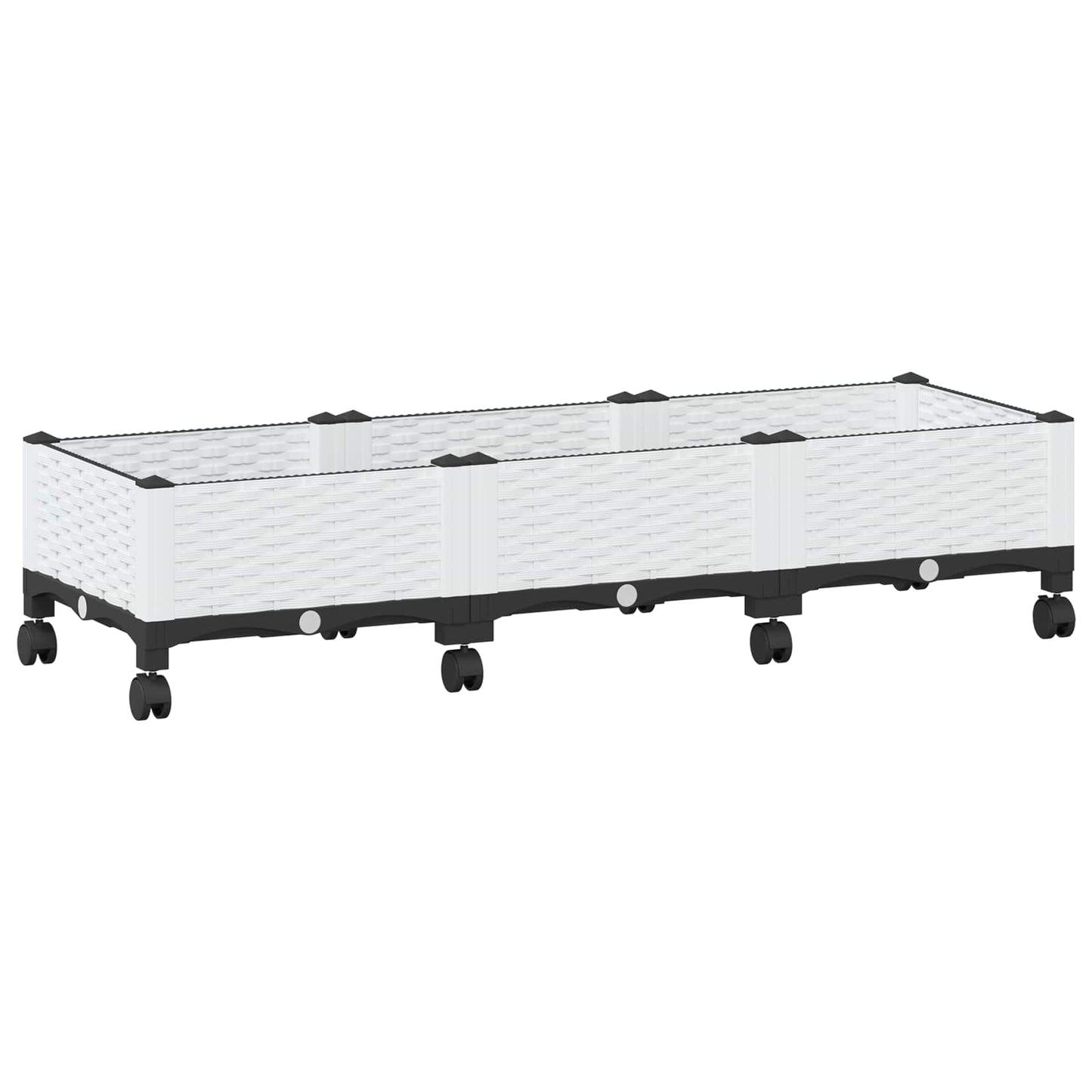 Garden Planter with Wheels White 120 x 40 x 33 cm PP