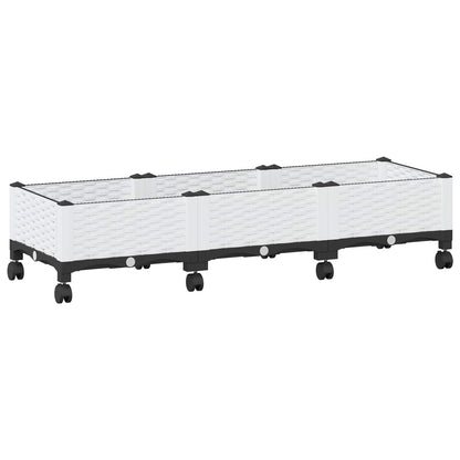 Garden Planter with Wheels White 120 x 40 x 33 cm PP
