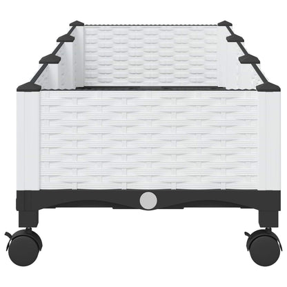 Garden Planter with Wheels White 120 x 40 x 33 cm PP