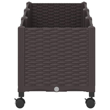 Garden Planter with Wheels Brown 120 x 40 x 44 cm PP