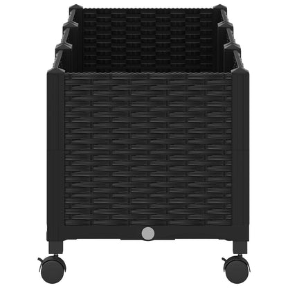 Garden Planter with Wheels Black 120 x 40 x 44 cm PP