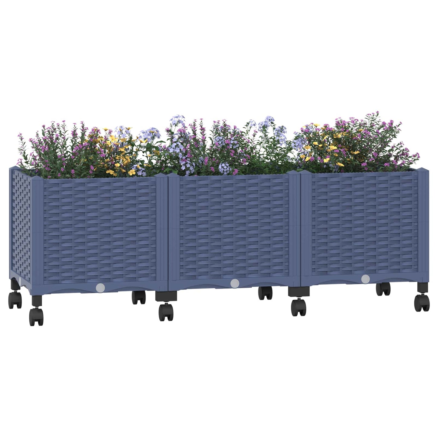 Garden Planter with Wheels Blue Grey 120 x 40 x 48 cm PP