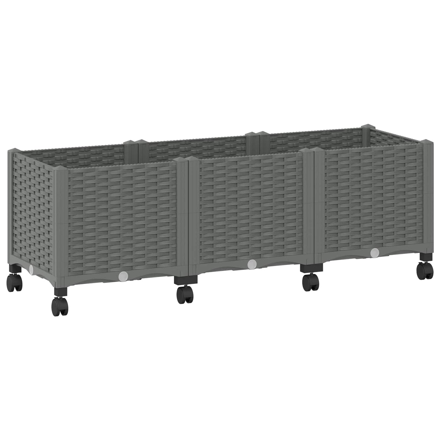 Garden Planter with Wheels Light Grey 120 x 40 x 48 cm PP