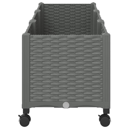 Garden Planter with Wheels Light Grey 120 x 40 x 48 cm PP