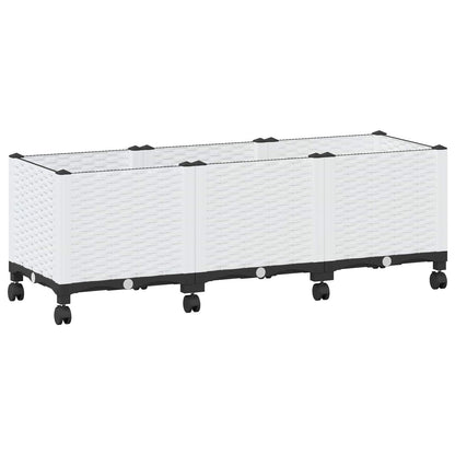 Garden Planter with Wheels White 120 x 40 x 48 cm PP