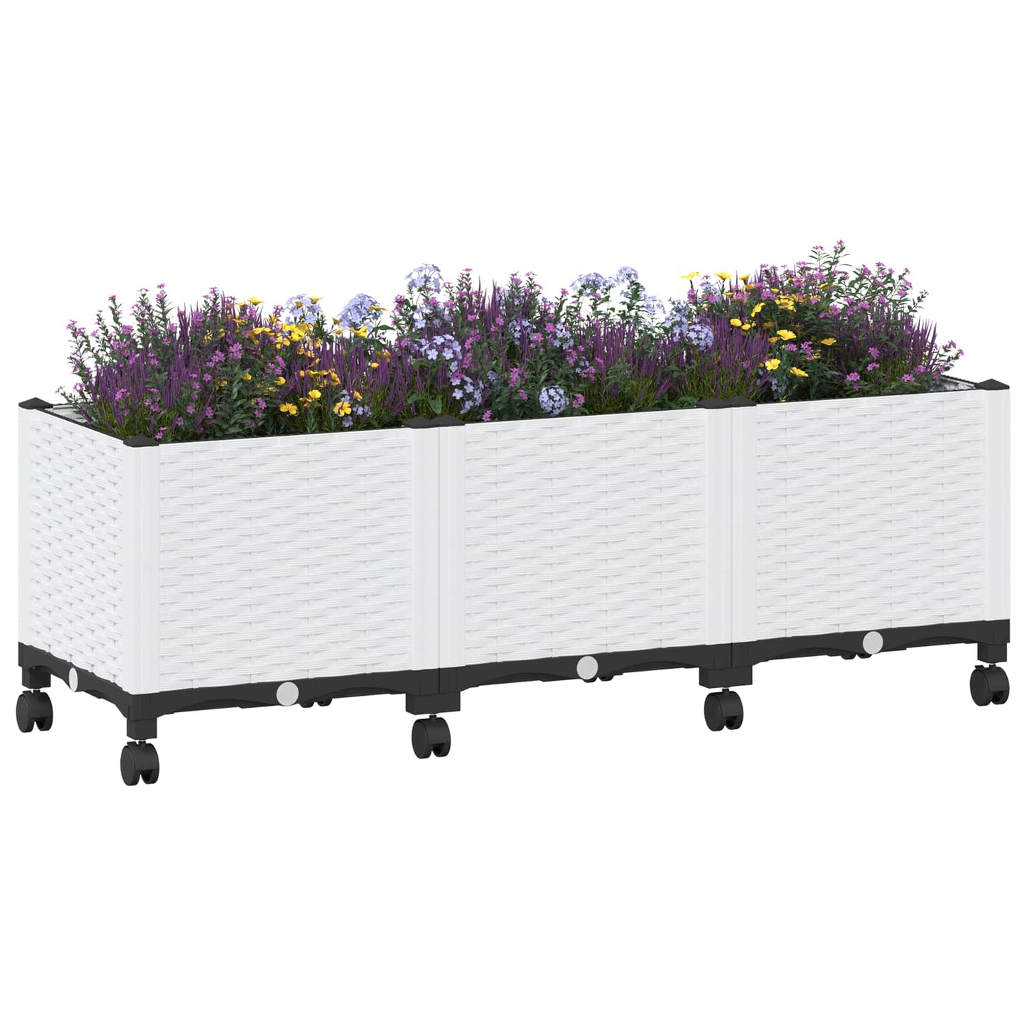 Garden Planter with Wheels White 120 x 40 x 48 cm PP