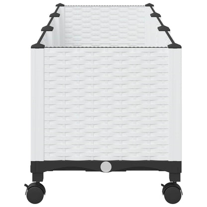 Garden Planter with Wheels White 120 x 40 x 48 cm PP