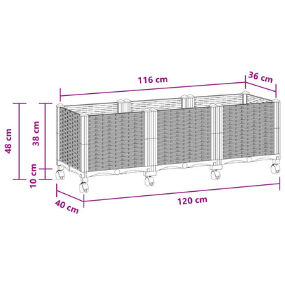 Garden Planter with Wheels White 120 x 40 x 48 cm PP