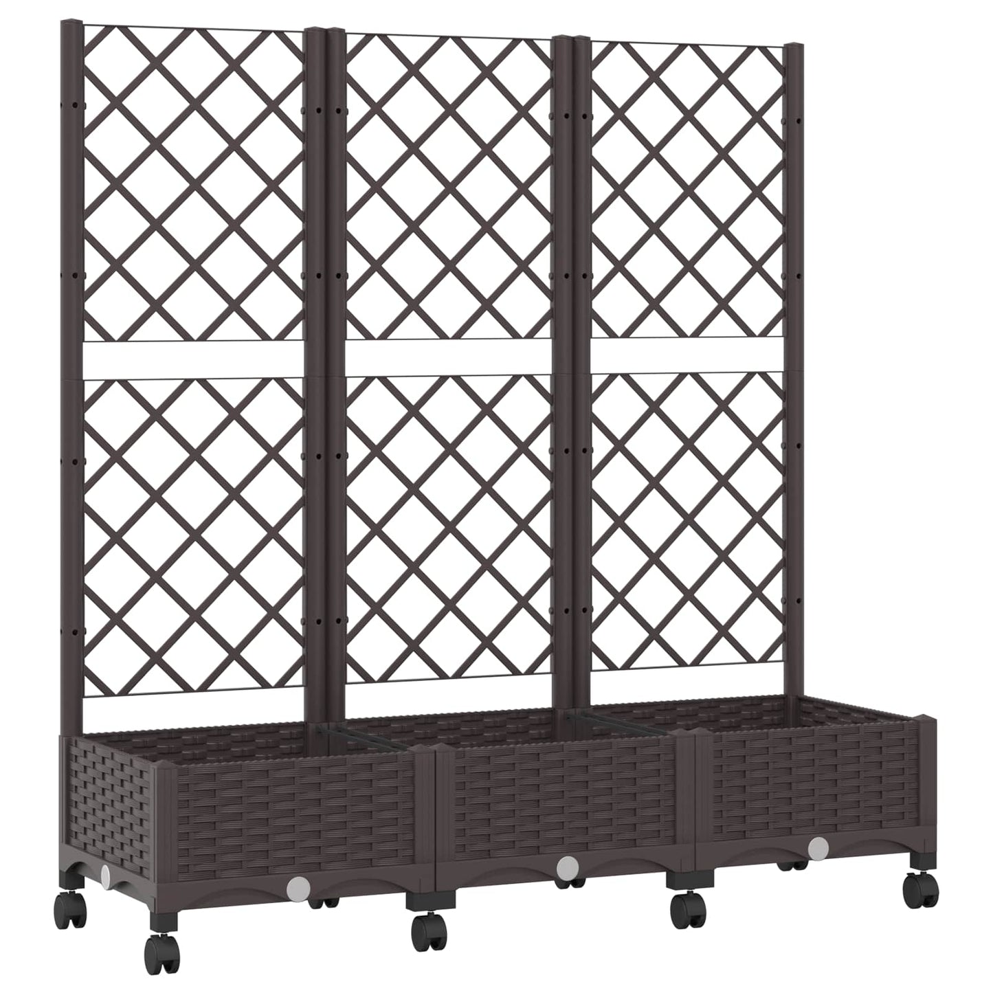 Garden Planter with Trellis&Wheels Brown 120 x 40 x 131.5 cm PP