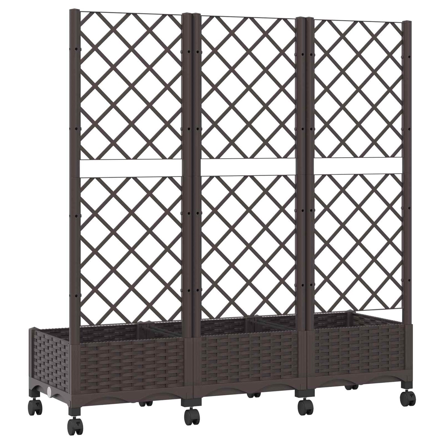Garden Planter with Trellis&Wheels Brown 120 x 40 x 131.5 cm PP