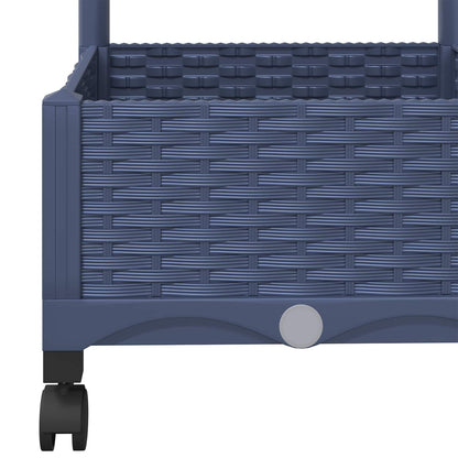 Garden Planter with Trellis&Wheels Blue Grey PP