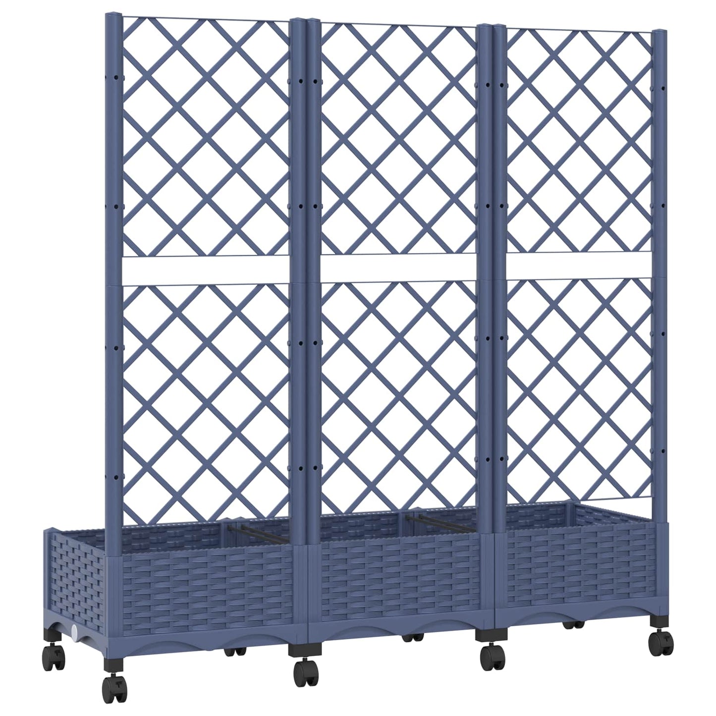 Garden Planter with Trellis&Wheels Blue Grey PP