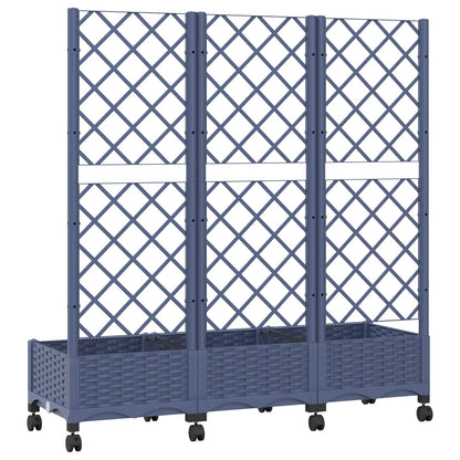 Garden Planter with Trellis&Wheels Blue Grey PP