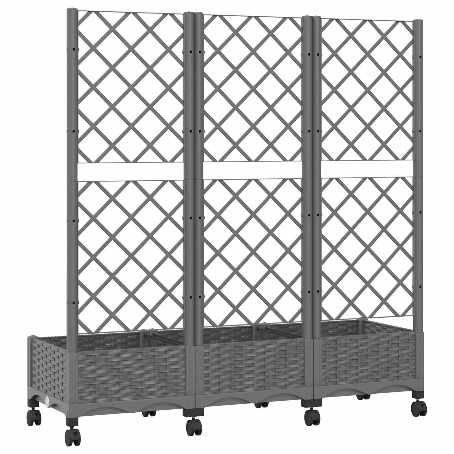 Garden Planter with Trellis&Wheels Light Grey PP